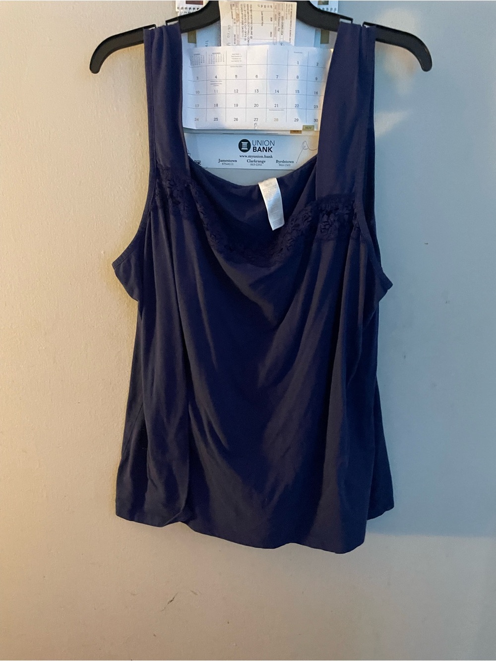 Women’s Navy Lace-Trim Tank Top